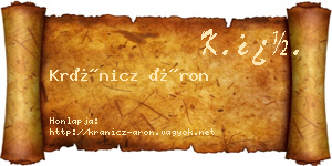 Kránicz Áron névjegykártya