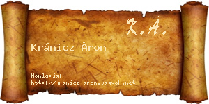 Kránicz Áron névjegykártya